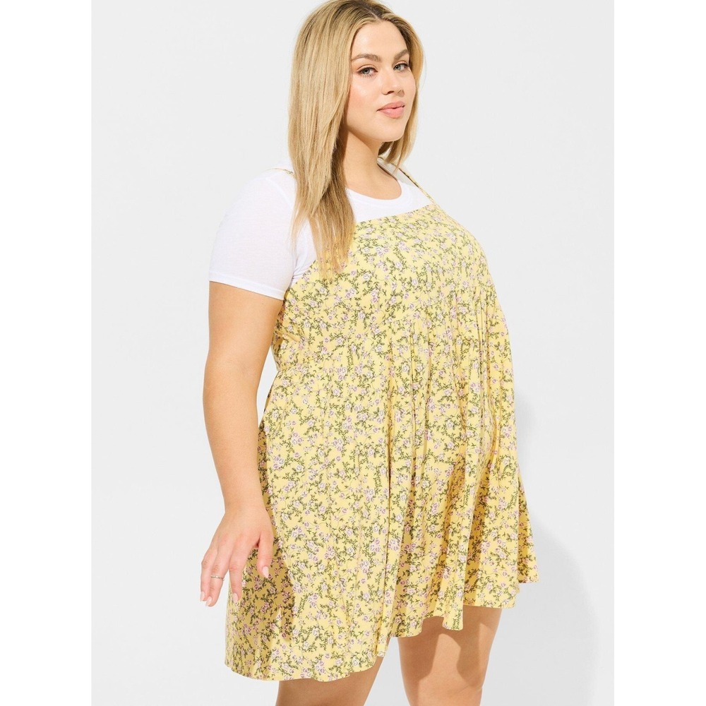 NWT Torrid Mini Challis Sleeveless Dress Yellow Tinted Roses Sundress Size 4 4X - Picture 3 of 6